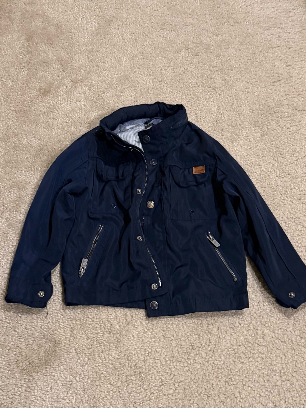 Children's Navy Zip & Snap Front Raincoat